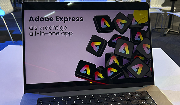 laptop met presentatie rond Adobe Express