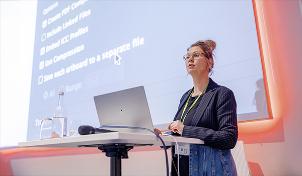 Lut Van Nooten presenting an Adobe Masterclass